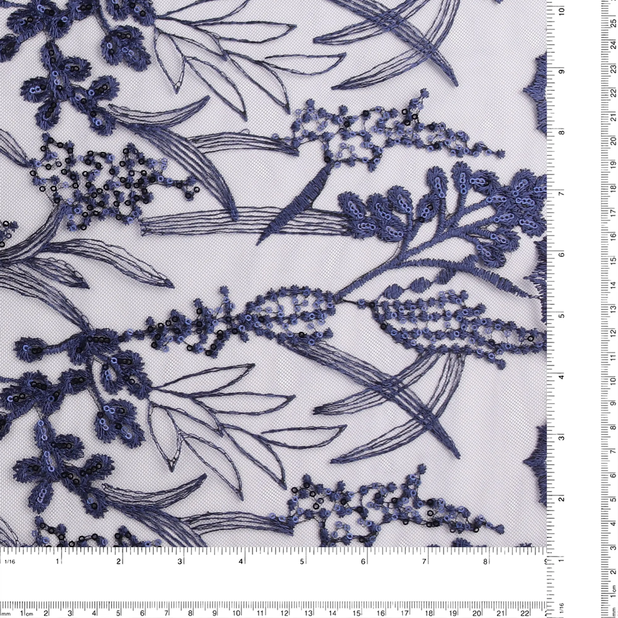 Embroidered Mesh With Sequins - BRIGITTE - 010 - Indigo