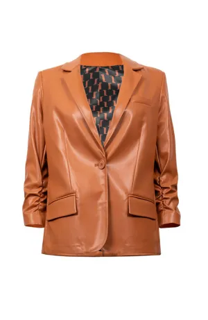 Faux Leather Blazer in Maple