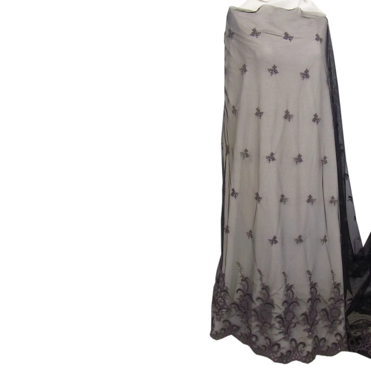 Floral Scalloped Edge Netting - Black