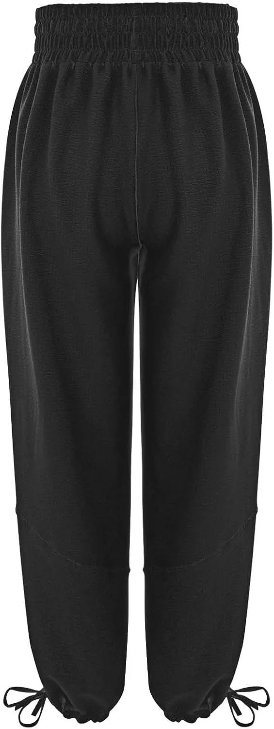 GIERIDUC Womens Casual Loose Fit Wide LegSummer Beach Drawstring Y2K Trendy Baggy Pants Trousers with Pockets