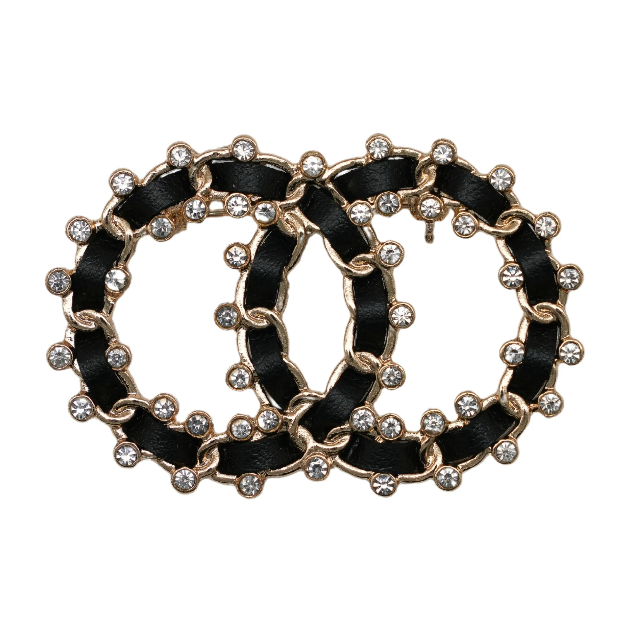 Gold Diamond Black Parisian Brooch