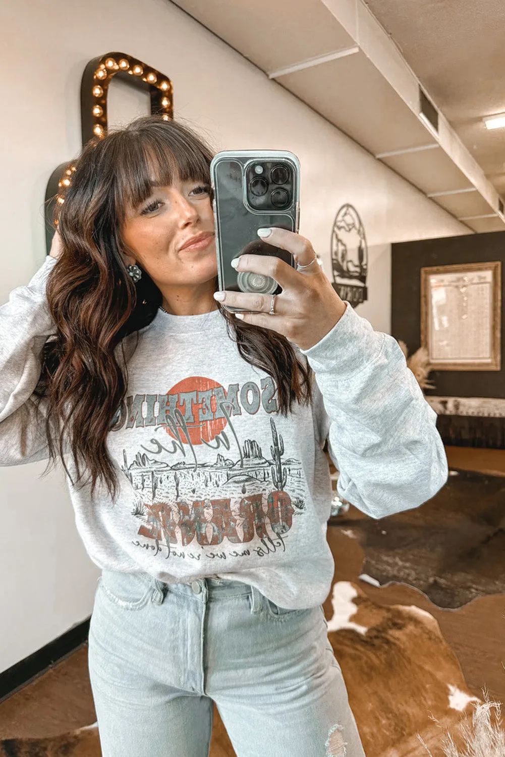 Gray SOMETHING ORANGE Graphic Relaxed Sweatshirt