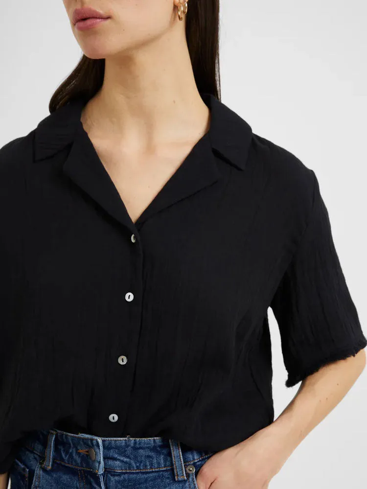 Great Plains Fray Edge Detail Shirt Black