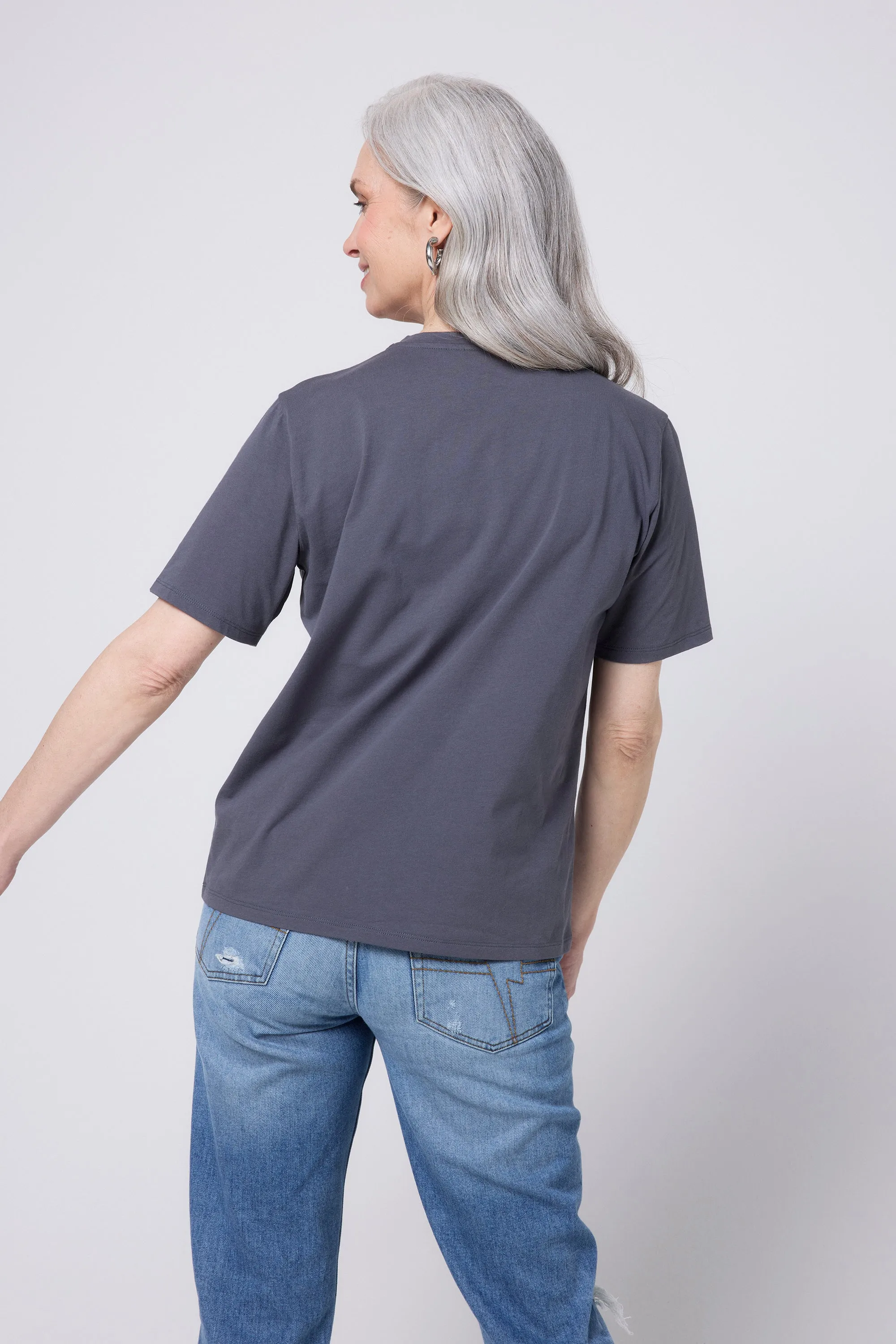 Grey with Multi Coloured Sequin and Foil Lightning Bolt T-Shirt