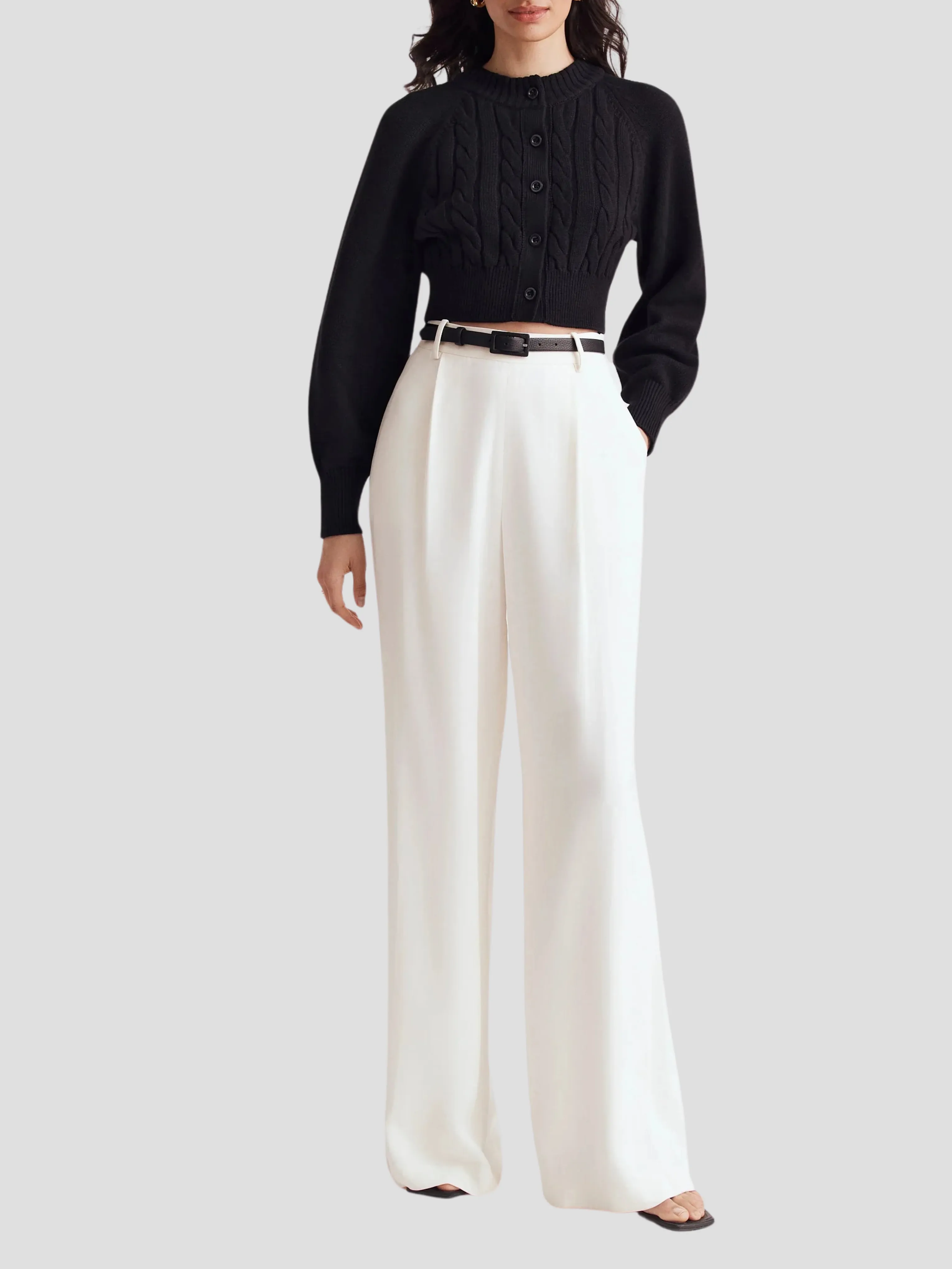 Hailey Wide Leg Trouser in White