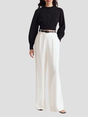 Hailey Wide Leg Trouser in White