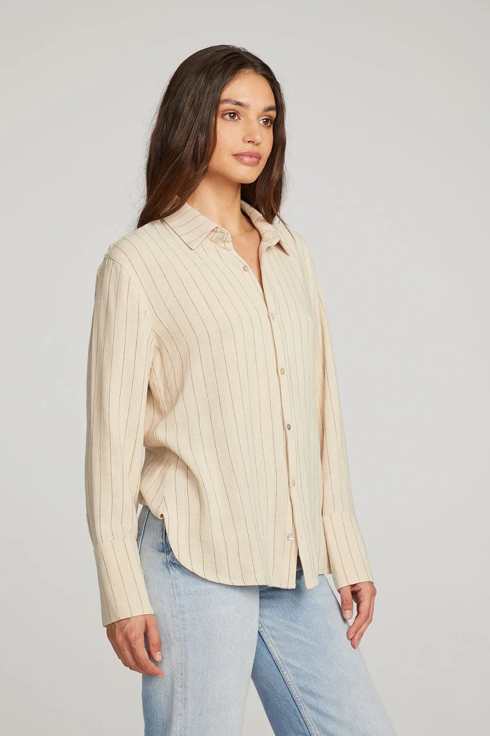 Helena White Pinstripe Button Down