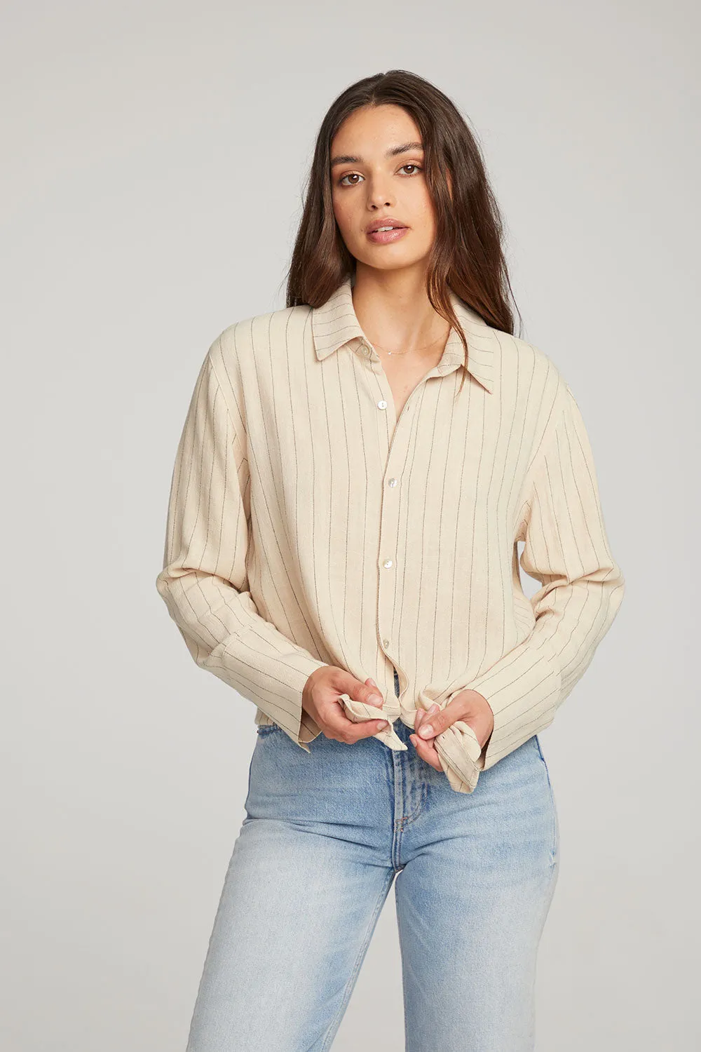 Helena White Pinstripe Button Down