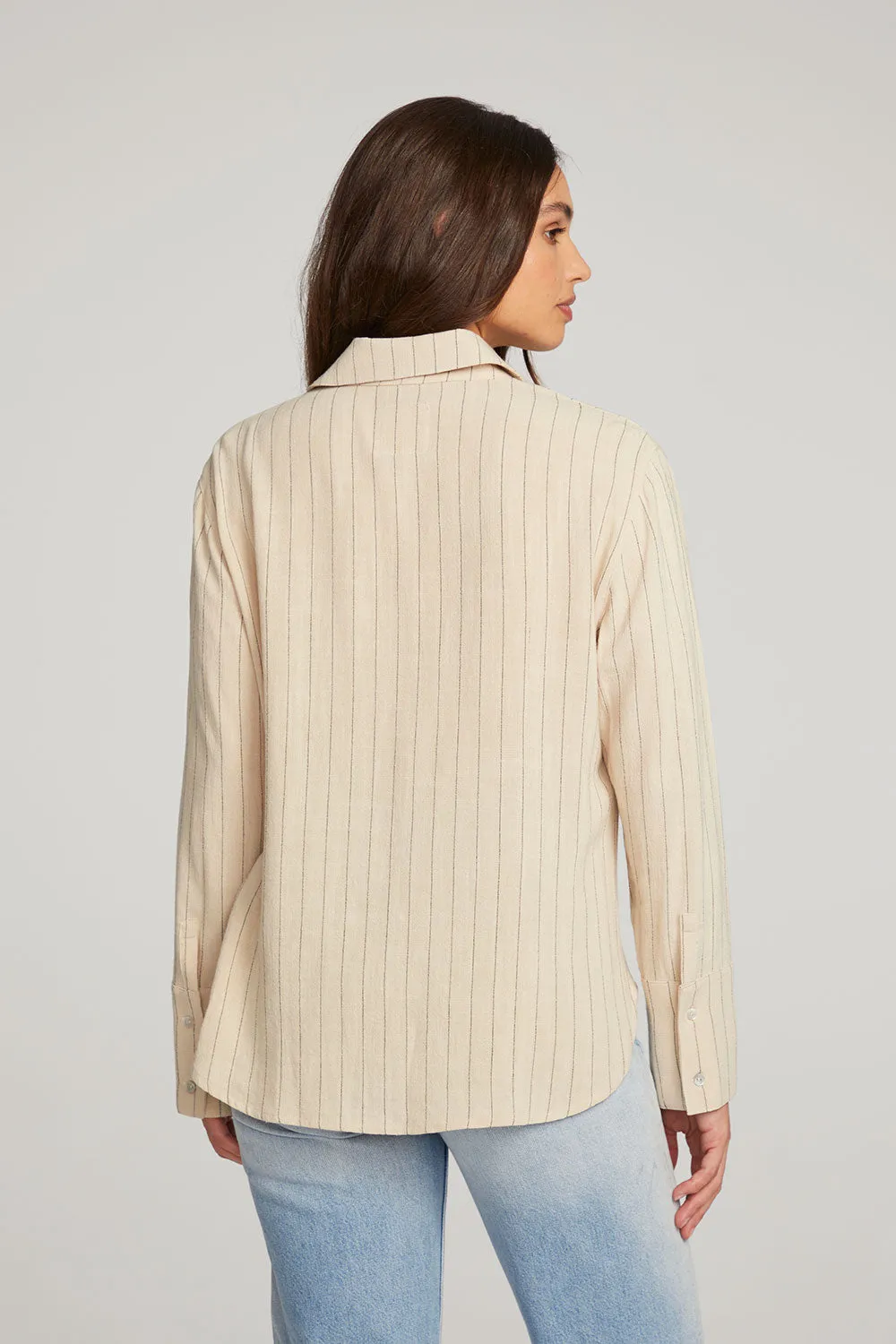 Helena White Pinstripe Button Down