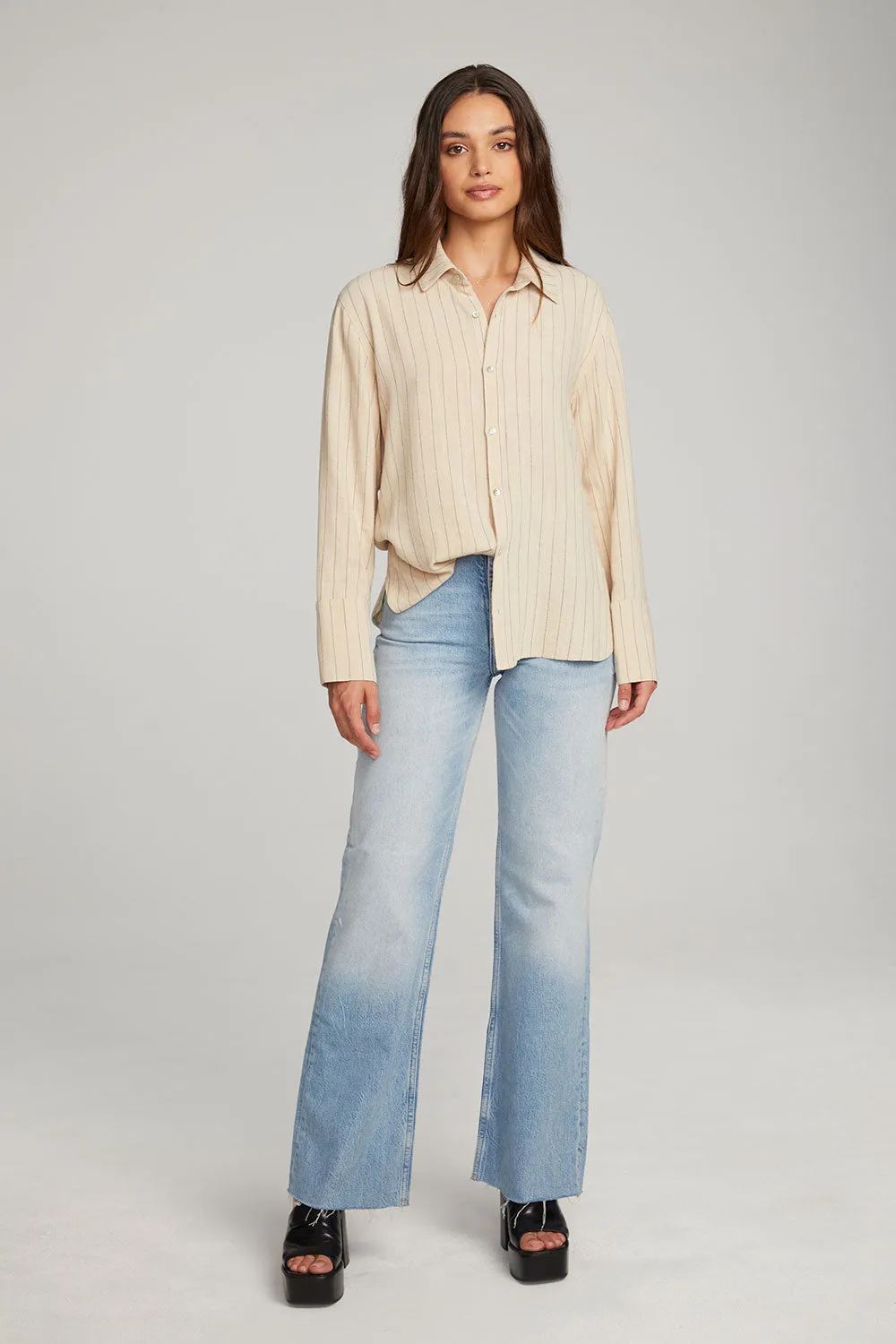 Helena White Pinstripe Button Down