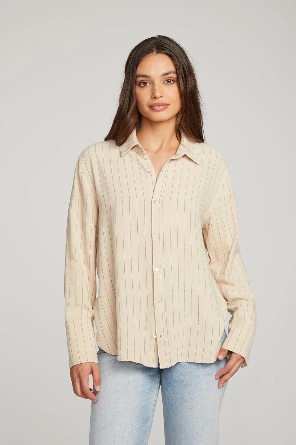 Helena White Pinstripe Button Down