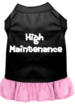 High Maintenance Screen Print Dog Dress Black With Light Pink Sm