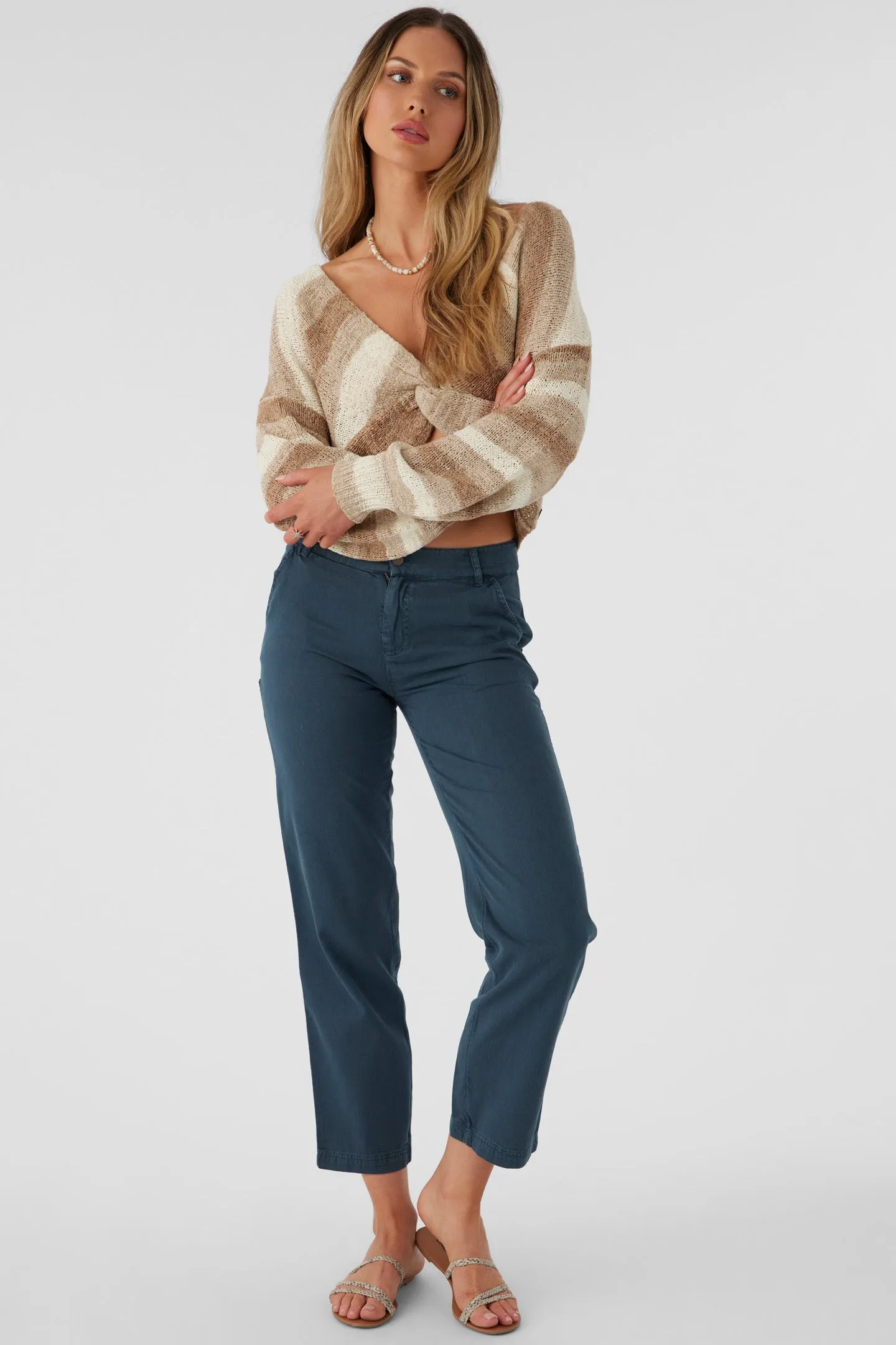 HILLSIDE STRIPE TWIST FRONT TWO-WAY SWEATER