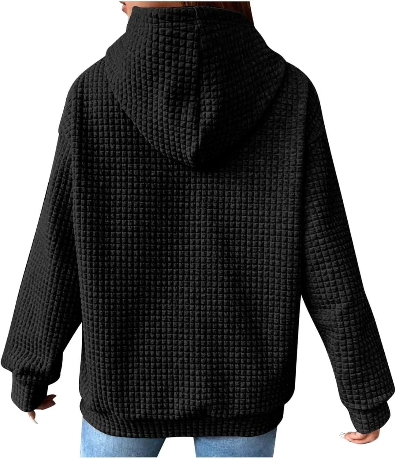 Hoodies for Women Trendy Oversized Waffle Knit Hooded Sweatshirts with Pockets Comfy Fall Sweatshirts Outfits