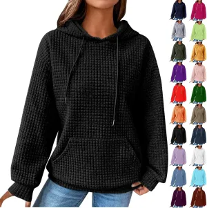 Hoodies for Women Trendy Oversized Waffle Knit Hooded Sweatshirts with Pockets Comfy Fall Sweatshirts Outfits