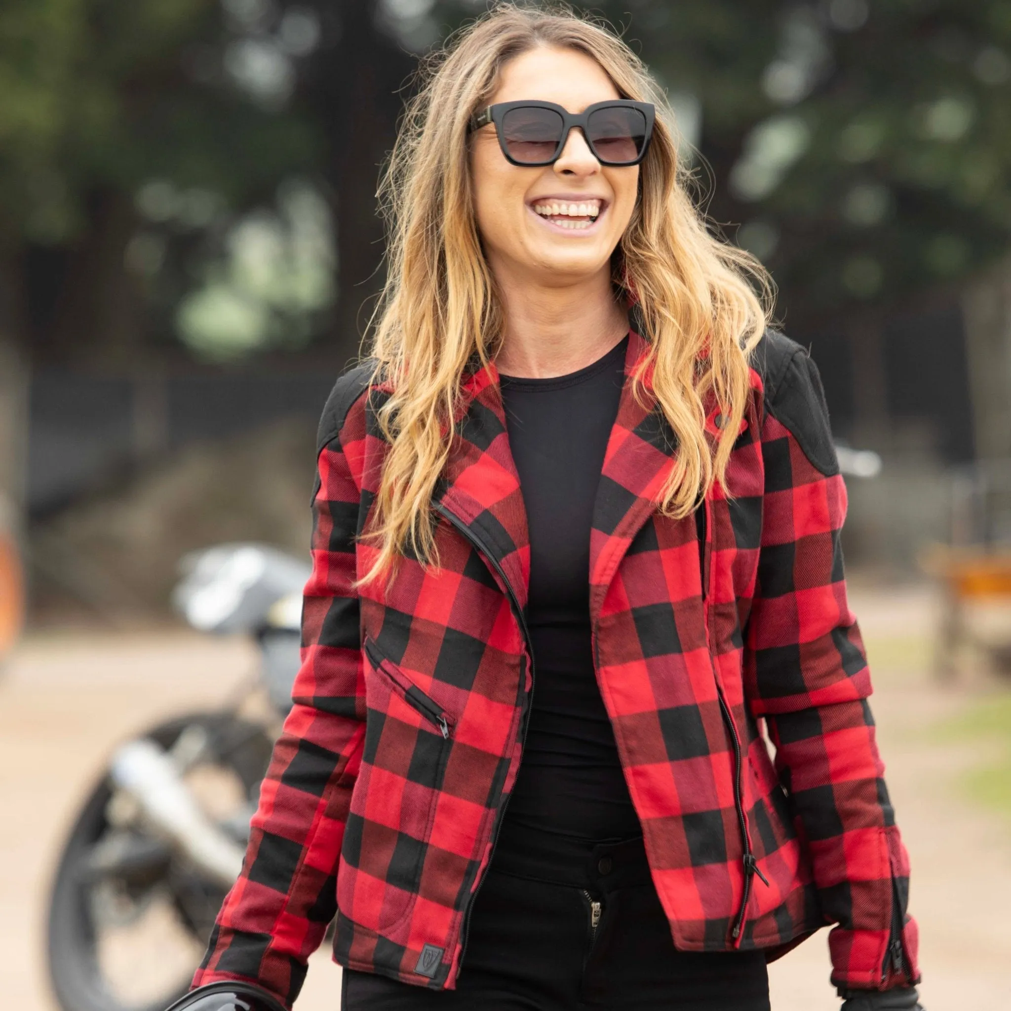 JESSIE FLANNEL RED - Women's Motorcycle Jacket