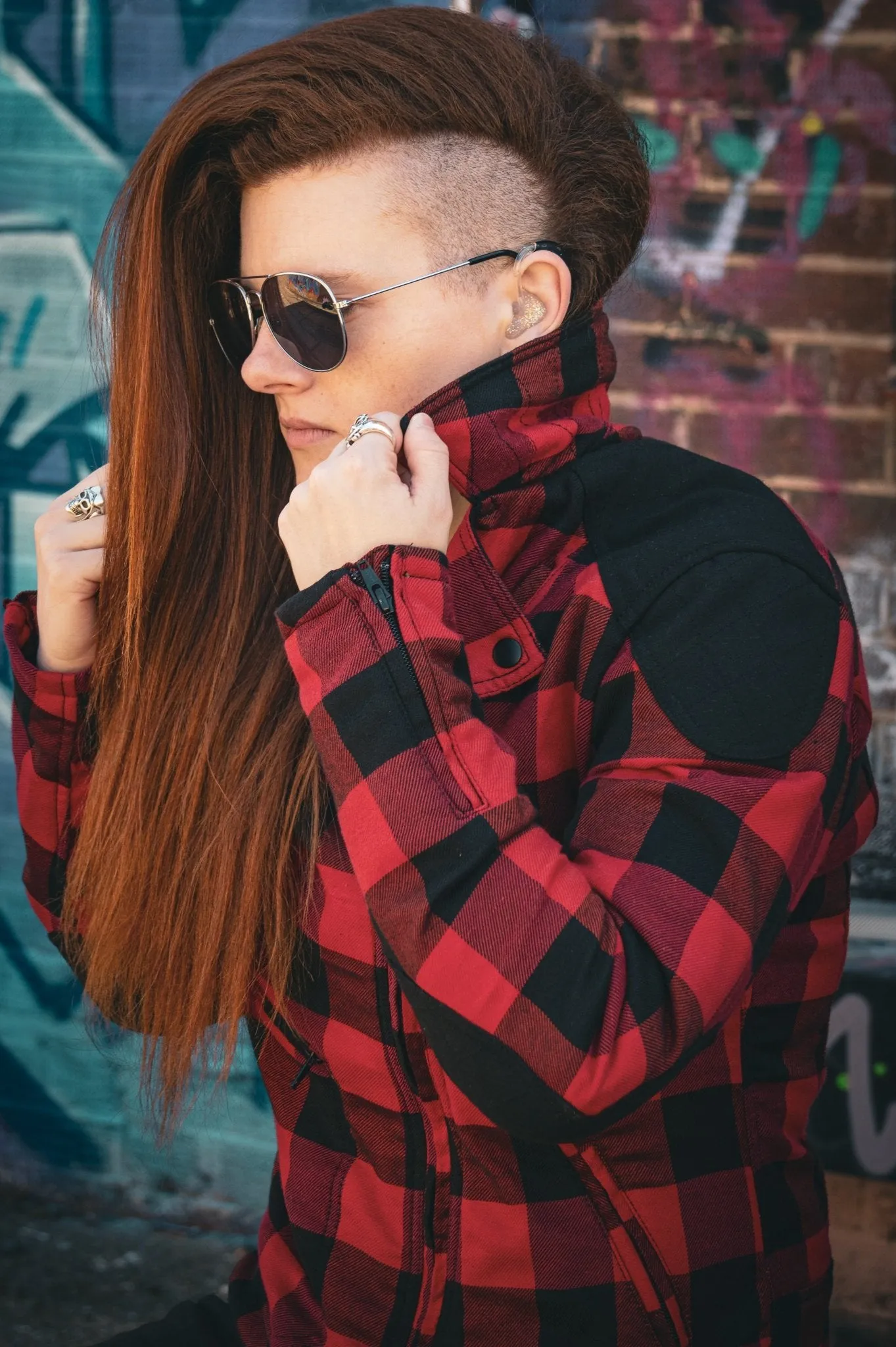 JESSIE FLANNEL RED - Women's Motorcycle Jacket