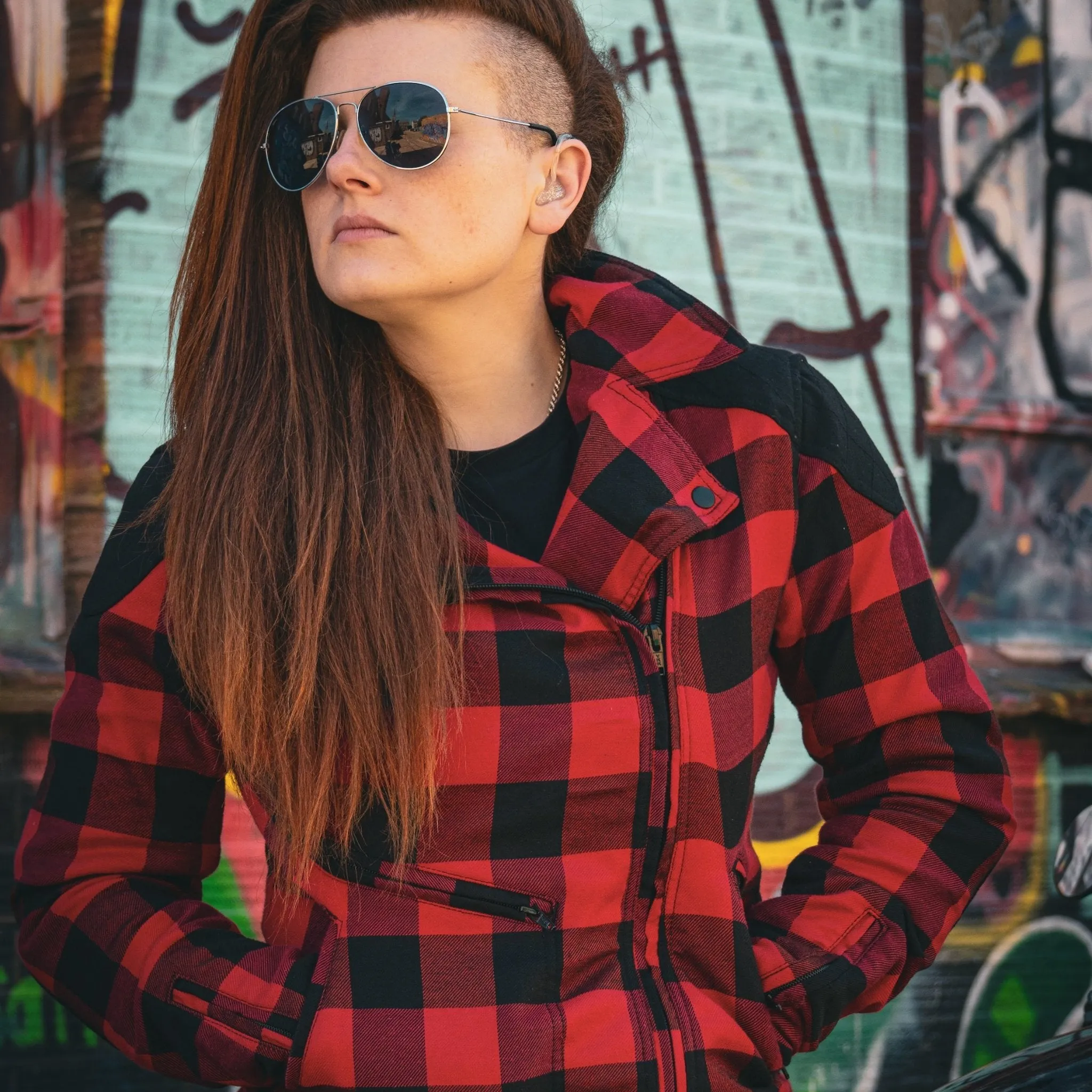 JESSIE FLANNEL RED - Women's Motorcycle Jacket