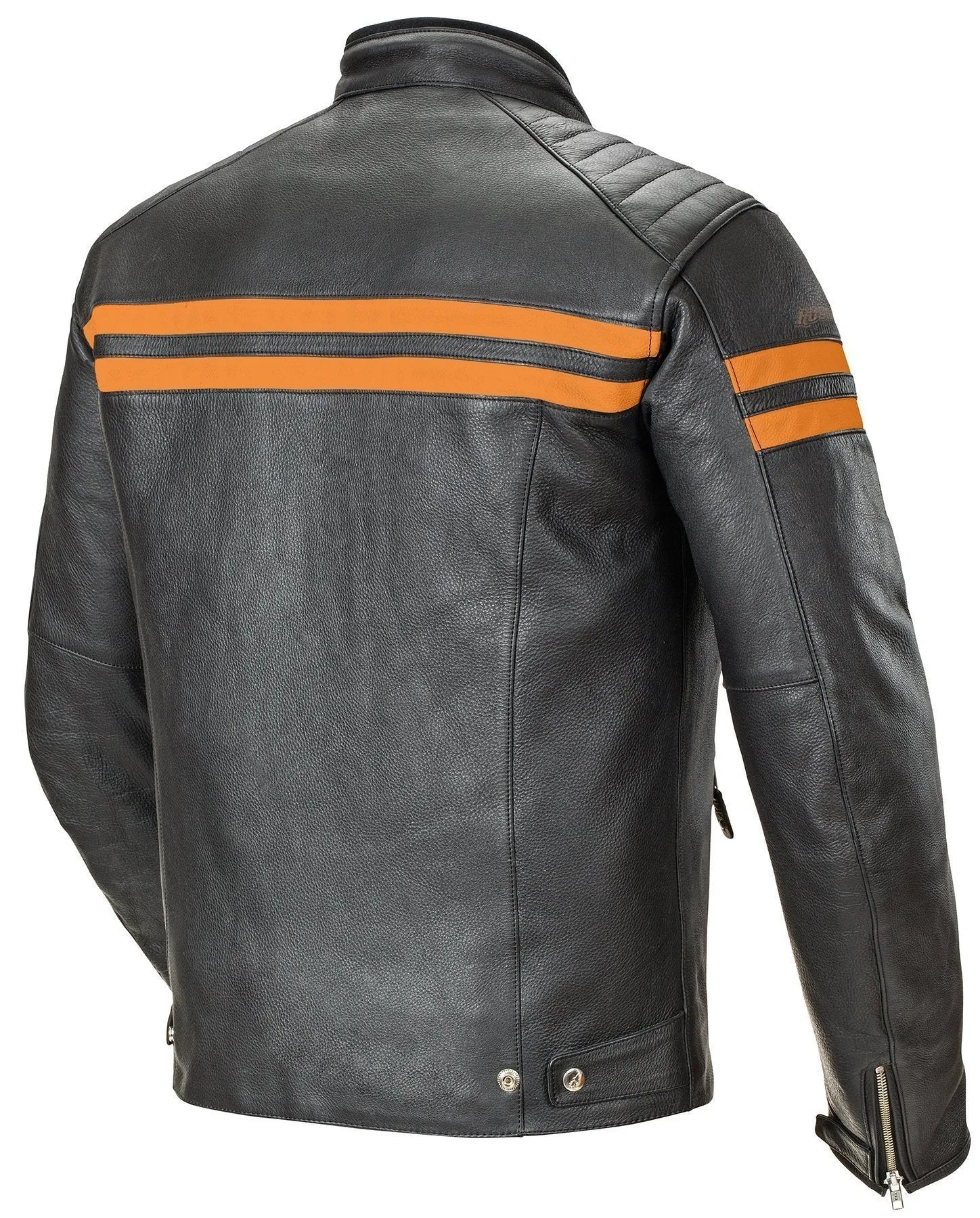Joe Rocket 'Classic 92' Mens Black/Orange Leather Motorcycle Jacket