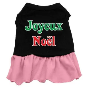 Joyeux Noel Screen Print Dress Black with Pink XS (8)