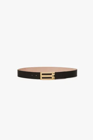 Jumbo Frame Belt In Black Grained Leather