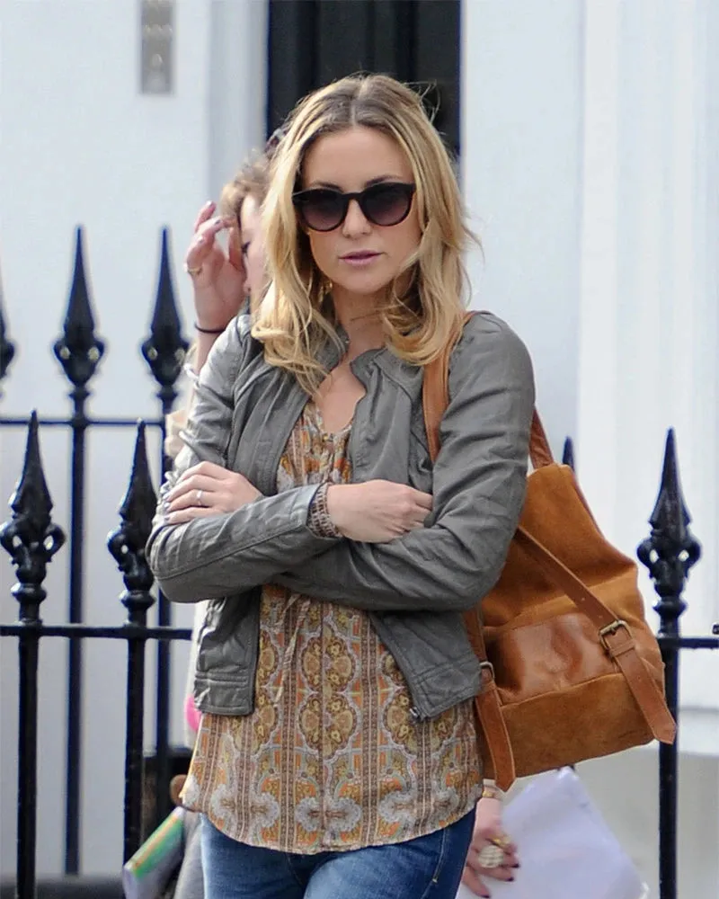 Kate Hudson Grey Leather Jacket