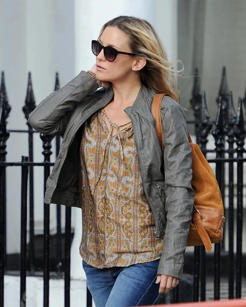 Kate Hudson Grey Leather Jacket