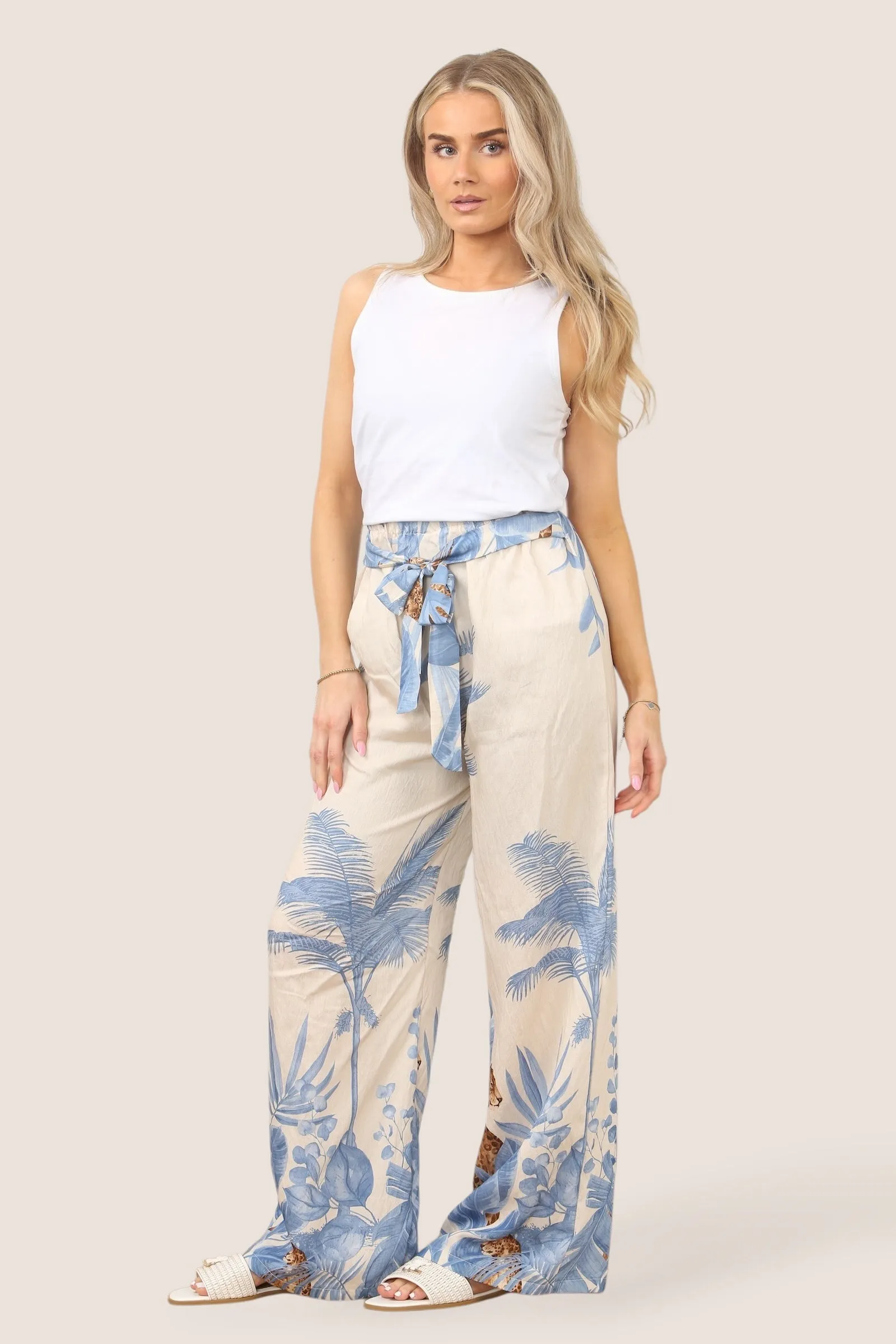 Leopard Palm Wide Leg Trousers