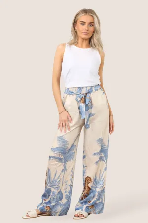 Leopard Palm Wide Leg Trousers