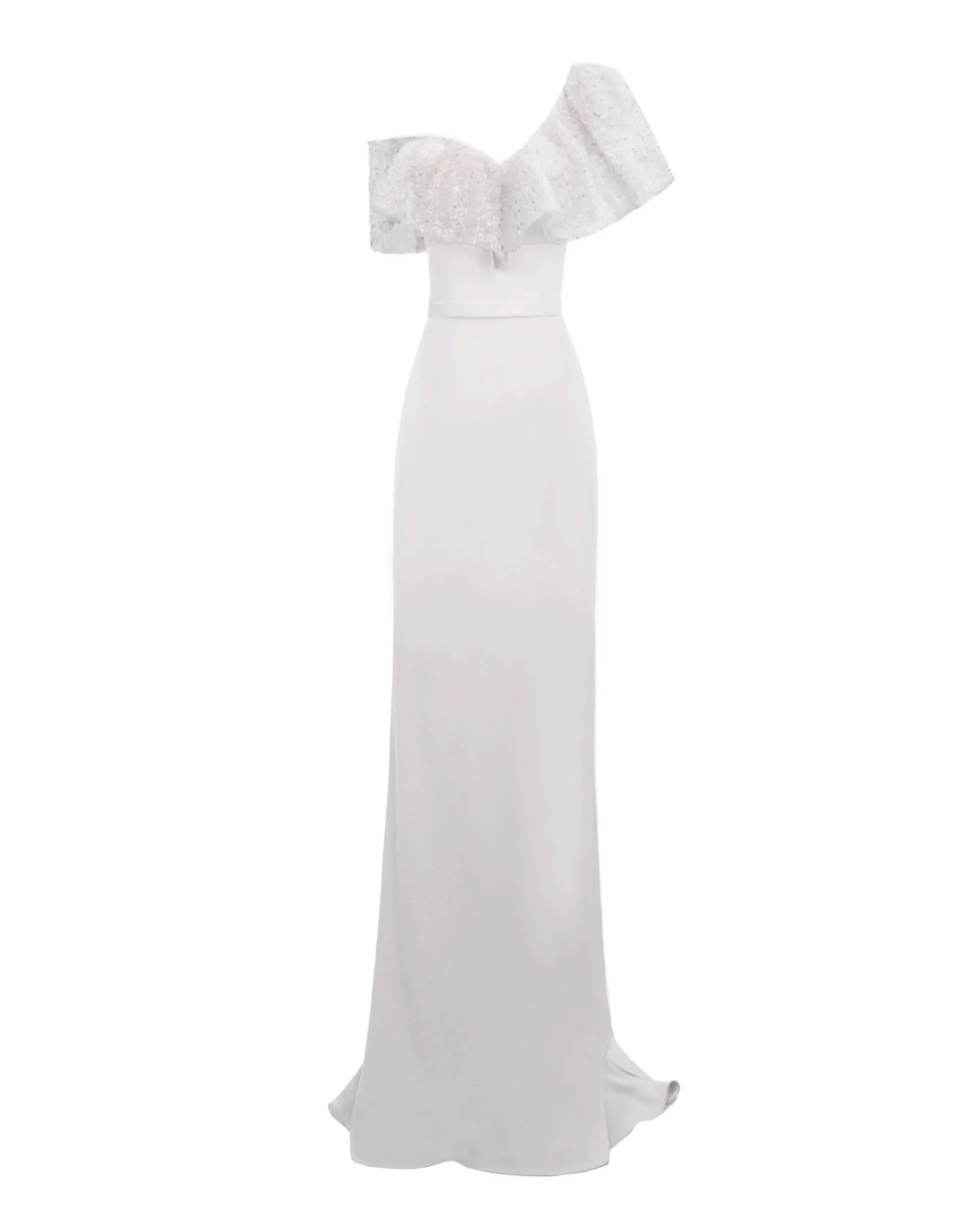 Light Lilac Asymmetrical Neckline Slim-Cut Dress