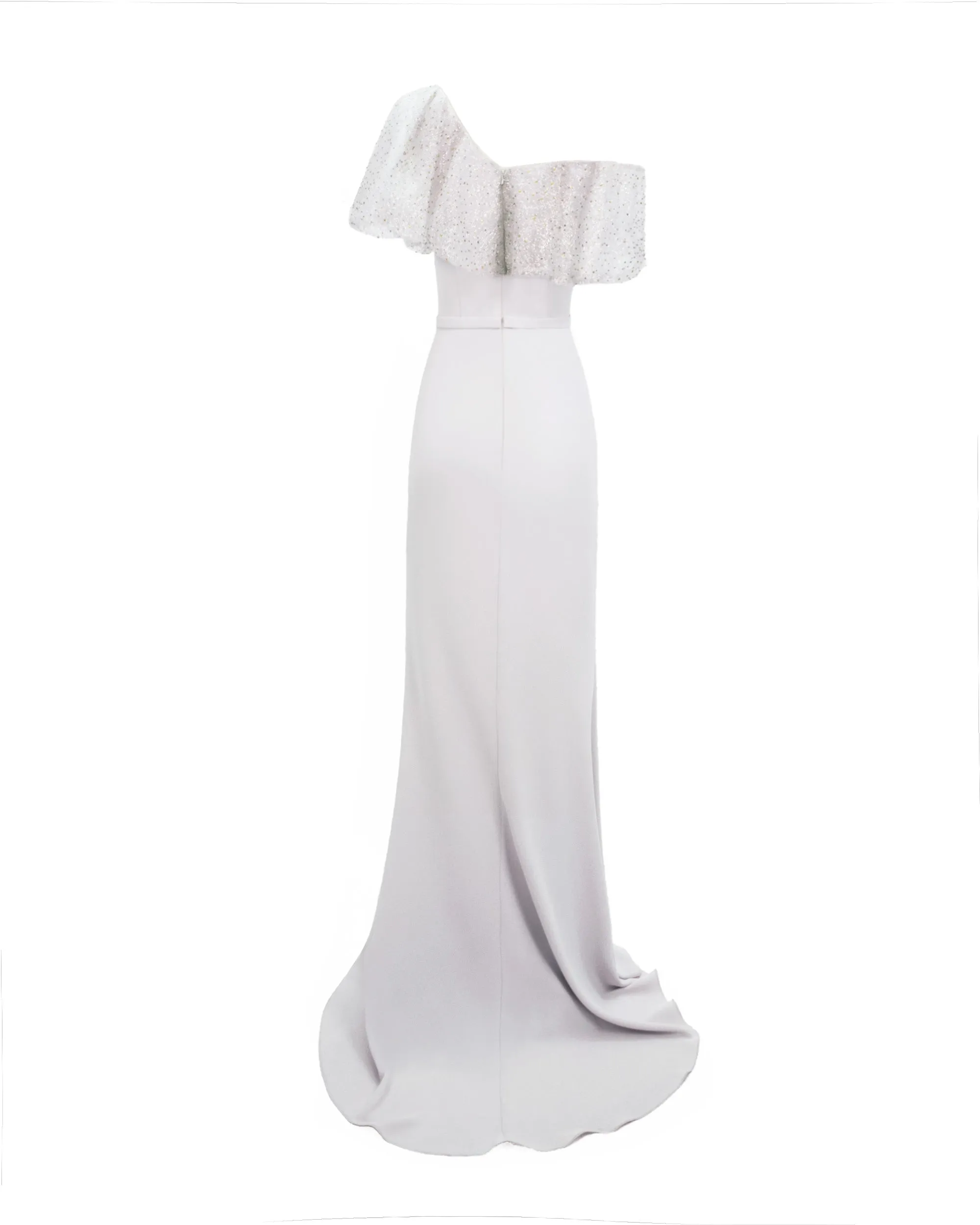 Light Lilac Asymmetrical Neckline Slim-Cut Dress
