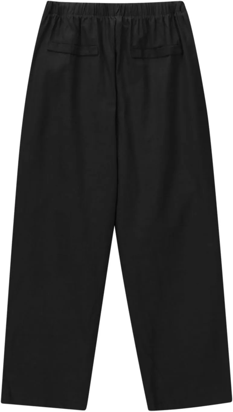 Lmdudan 2025 Women Casual Cotton Linen Pants Lightweight Summer Elastic Waist Beach Pants Plus Size Solid Lounge Long Trouser