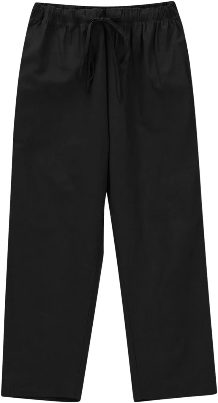 Lmdudan 2025 Women Casual Cotton Linen Pants Lightweight Summer Elastic Waist Beach Pants Plus Size Solid Lounge Long Trouser