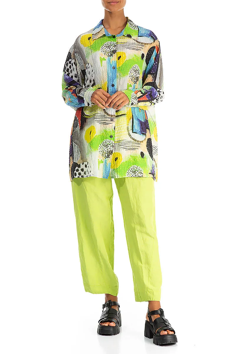 Loose Artmaze Textured Silk Shirt