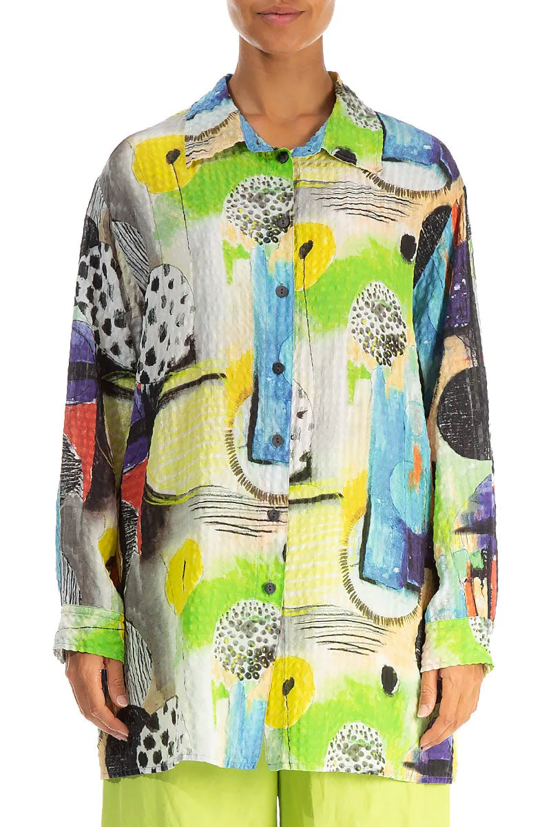 Loose Artmaze Textured Silk Shirt