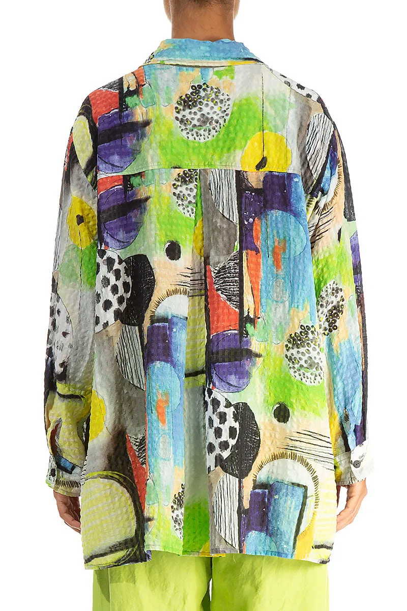 Loose Artmaze Textured Silk Shirt