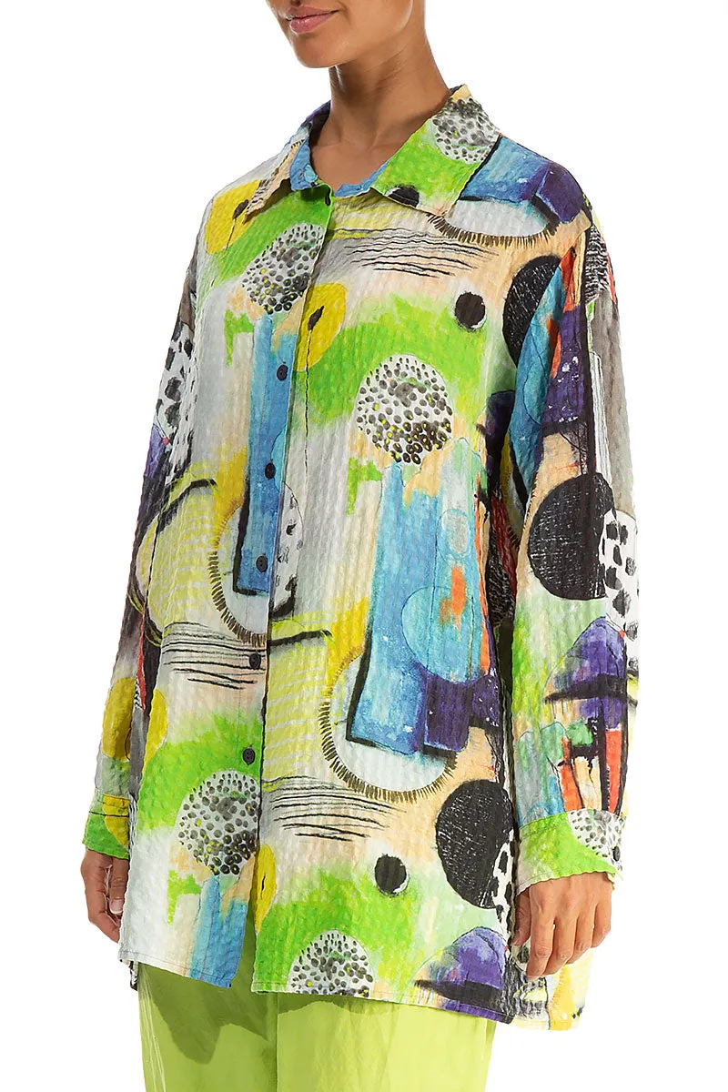 Loose Artmaze Textured Silk Shirt