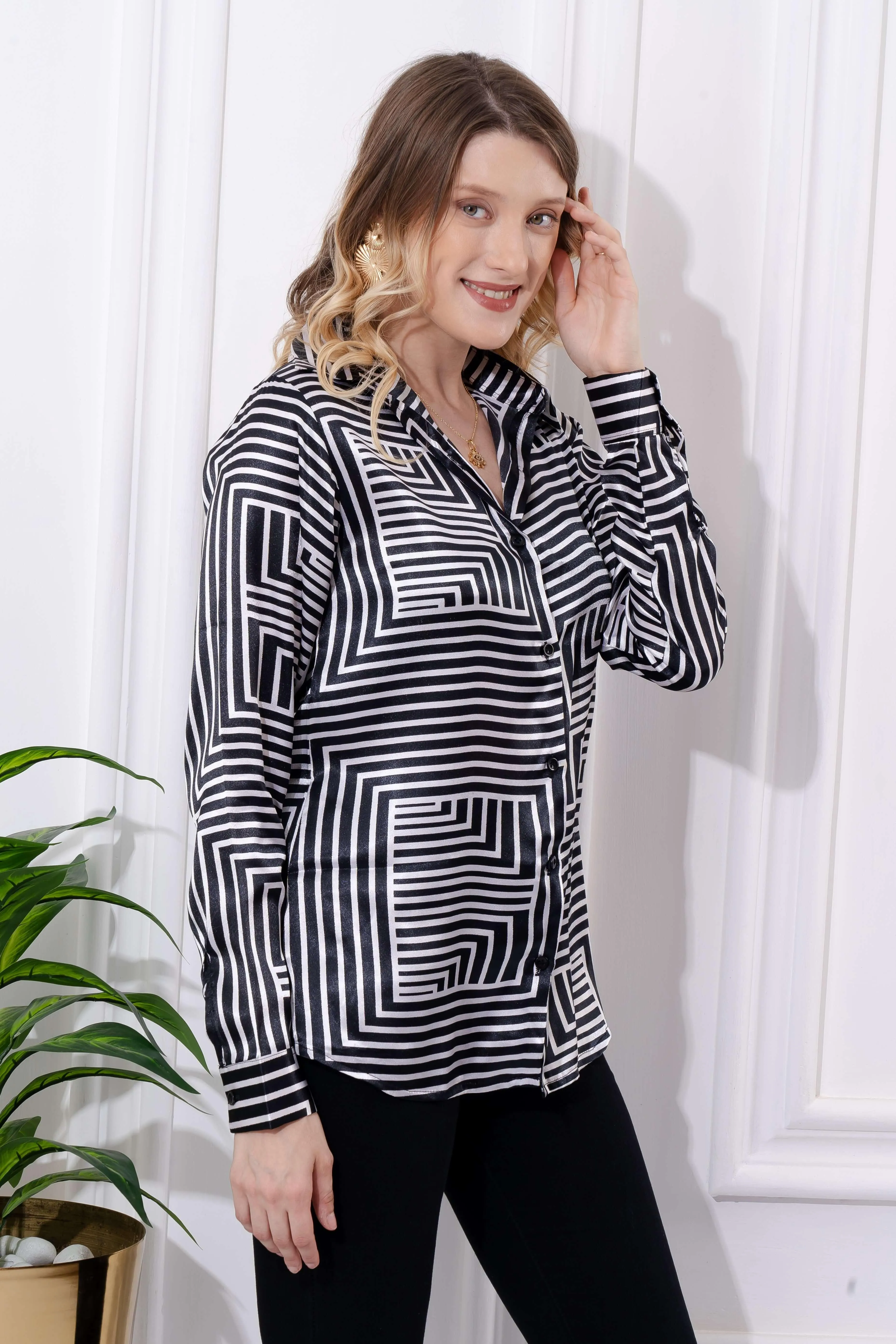 Madison Graphic Printed Satin Shirt