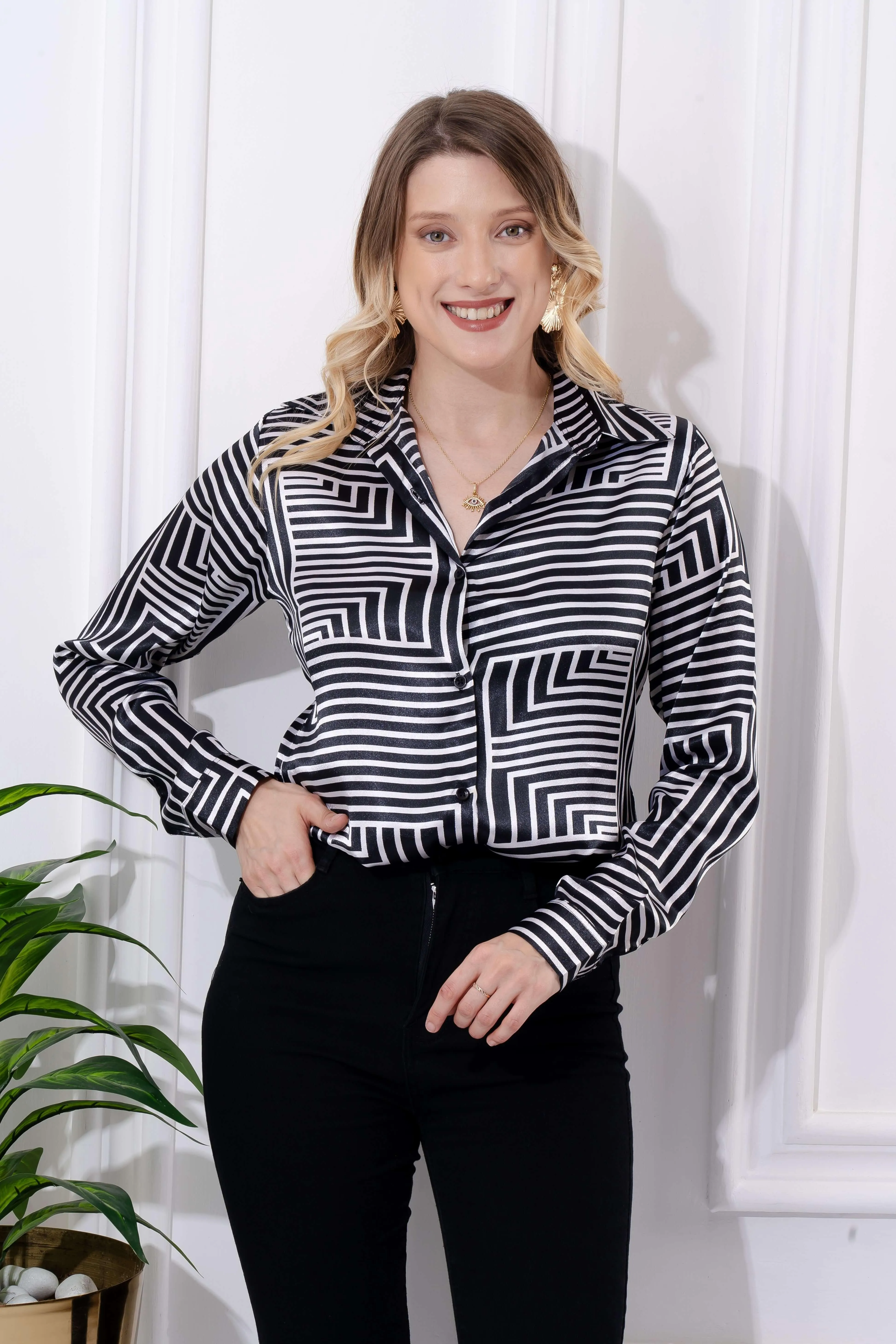 Madison Graphic Printed Satin Shirt