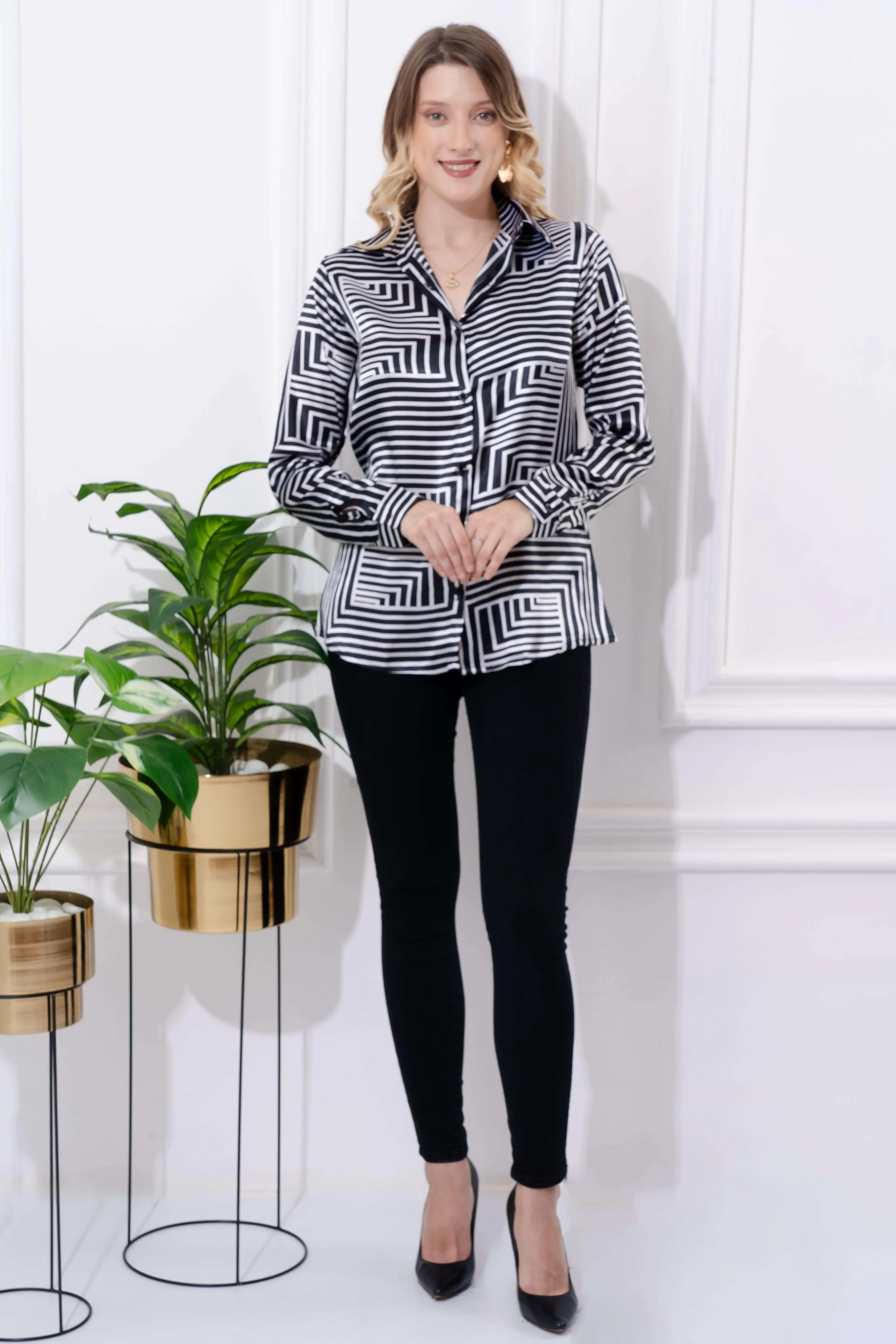 Madison Graphic Printed Satin Shirt