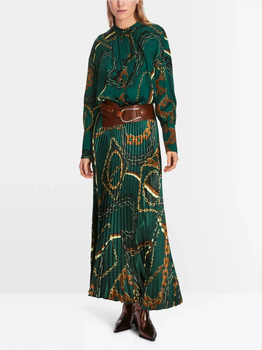 Marc Cain Soft Forest Green Blouse with chain print