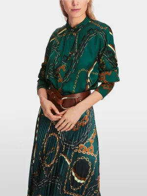 Marc Cain Soft Forest Green Blouse with chain print