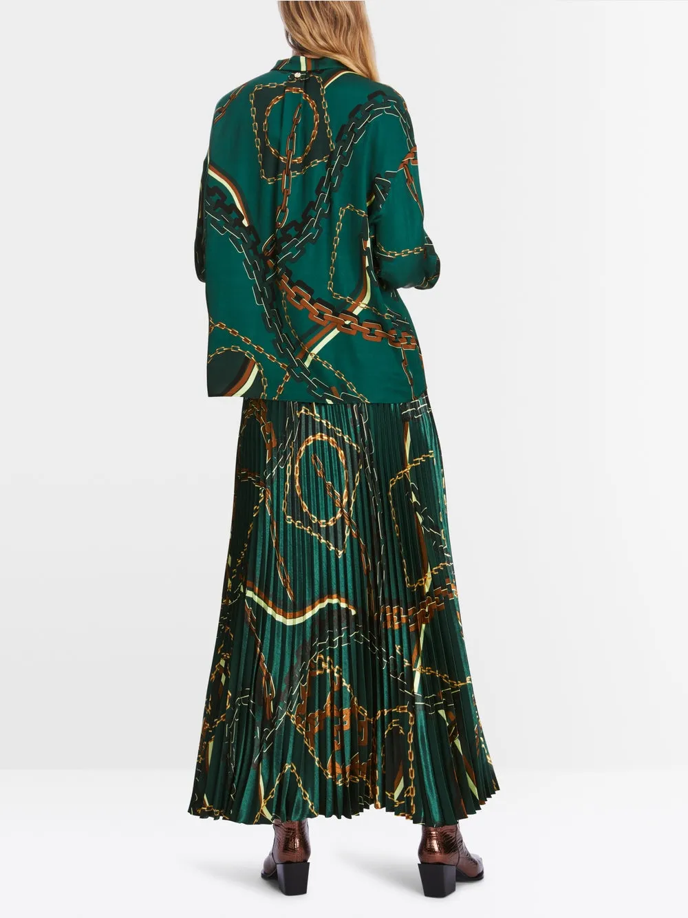 Marc Cain Soft Forest Green Blouse with chain print