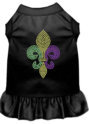Mardi Gras Fleur De Lis Rhinestone Dress Black Xs