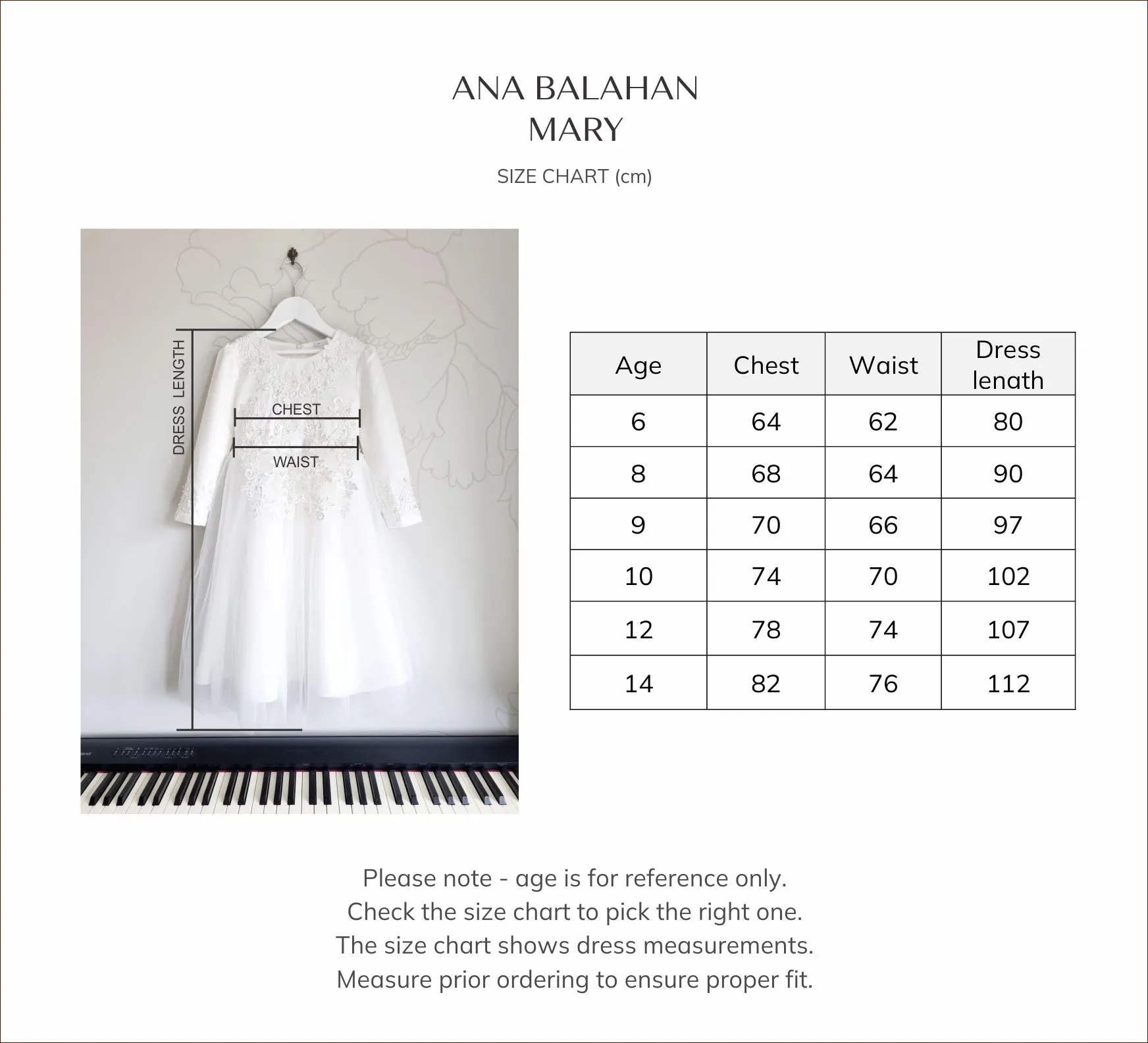 Mary - Long sleeves communion dress