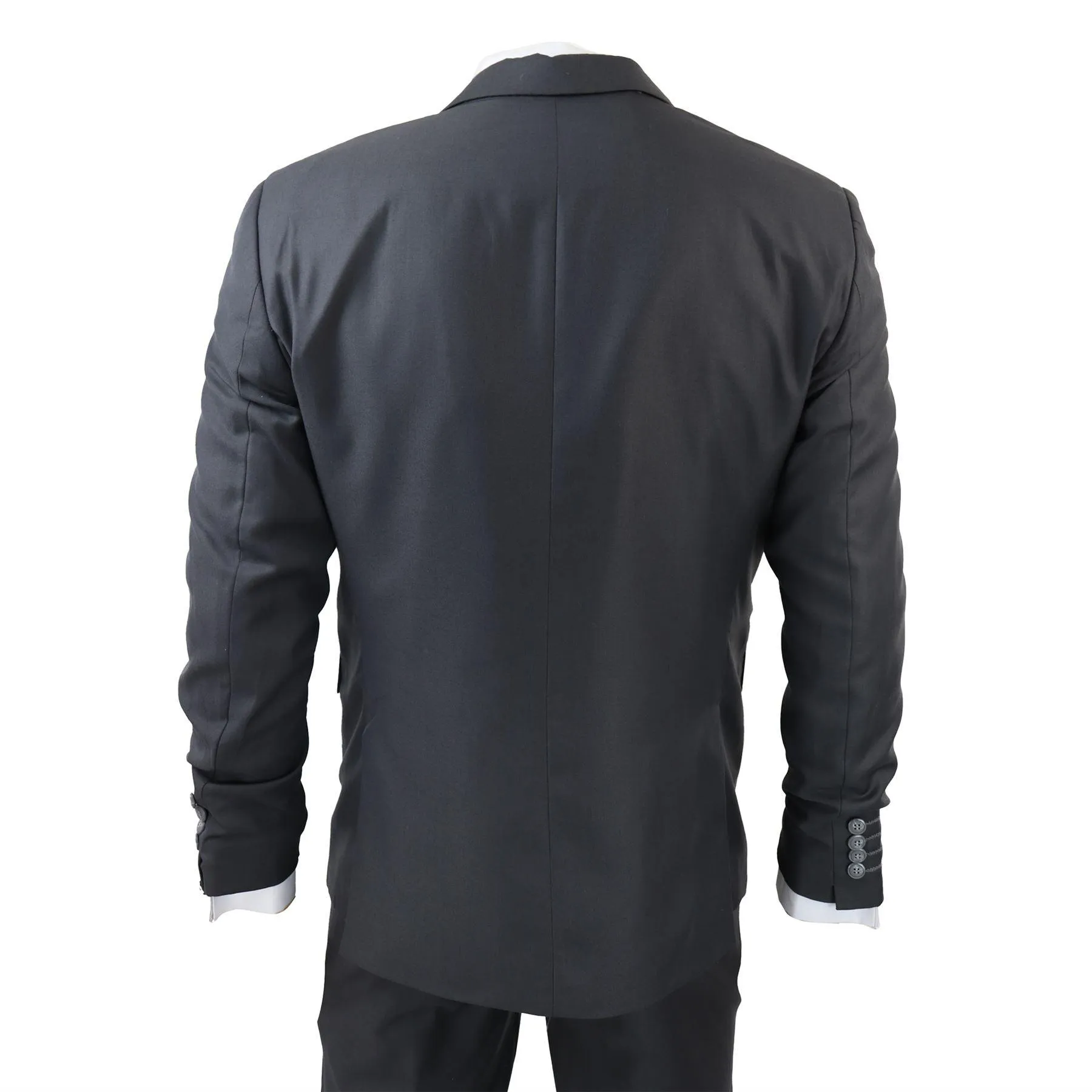 Men's Classic Charcoal Grey Suit 3 Piece Tailored Fit Vintage Office Wedding Prom