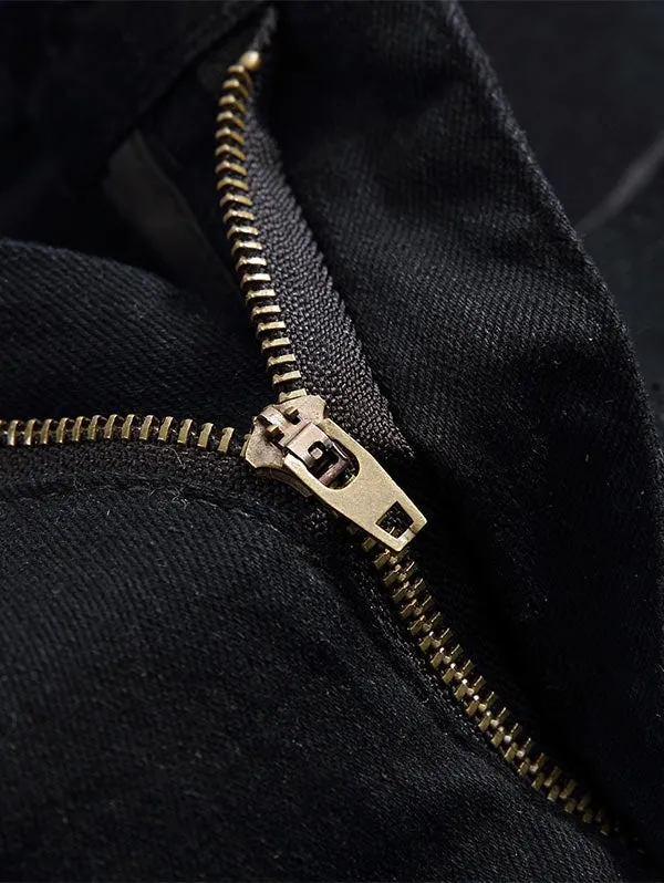 Men's Zip Fly Pleated Solid Color Distressed Biker Jeans