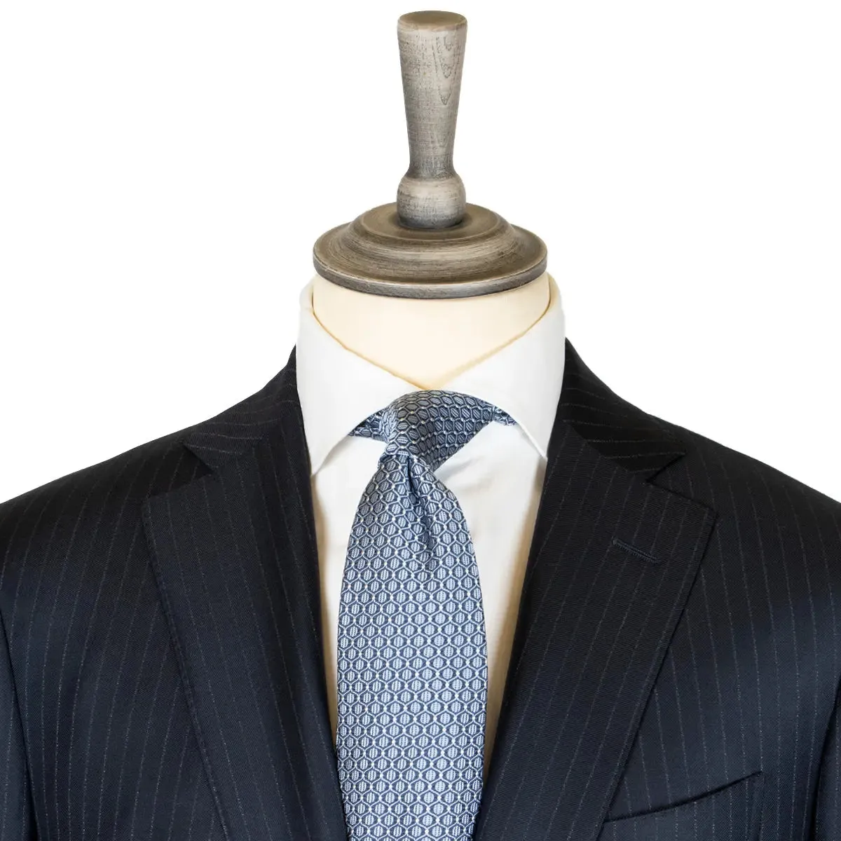 Navy and White Pinstripe Virgin Wool Suit