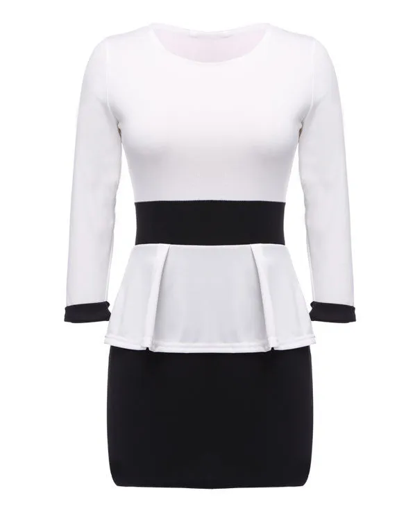Office Bandage Patchwork Bodycon Peplum Short Dress
