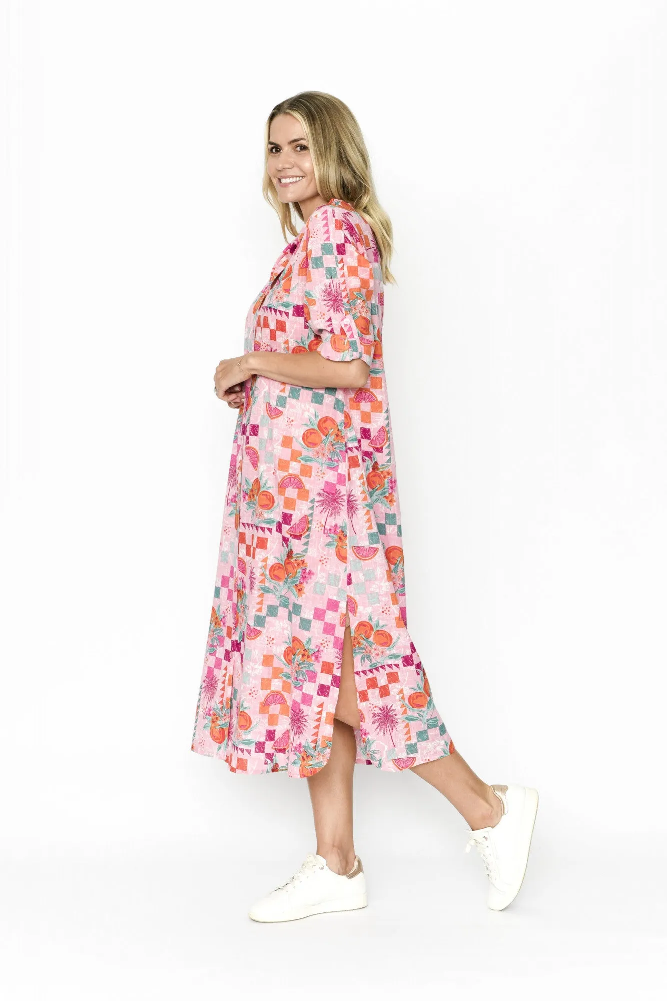 One Summer Sophia Shirt Dress Pink Floral 8